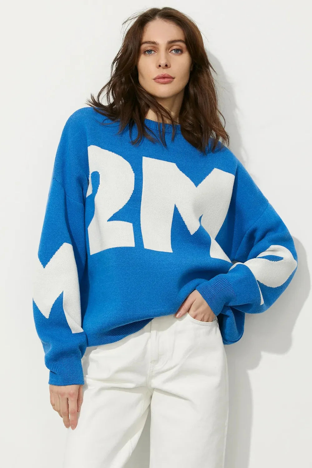 Damski sweter oversize z grafiką