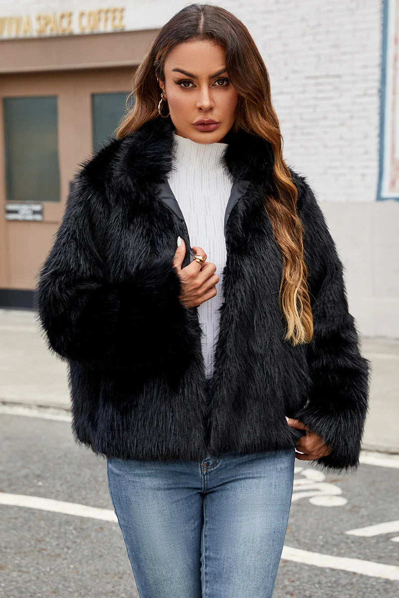 Elegancka zimowa kurtka ze sztucznego futra