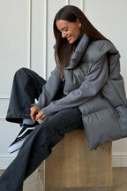 Klasyczna, warstwowa kamizelka puchowa damska