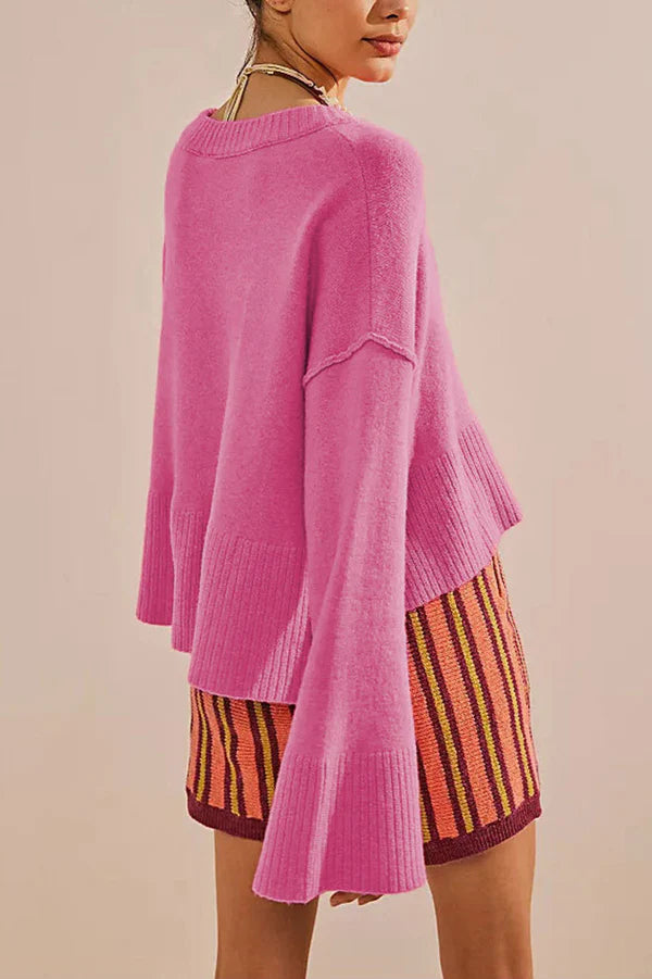 Żywy sweter z rękawami dzwonkowymi