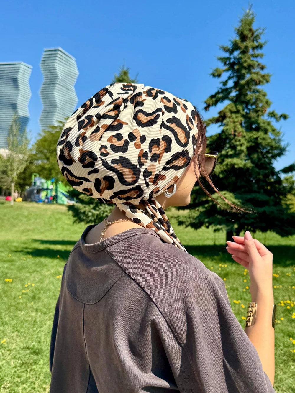 Koszulka żebrowana Beanie Wrap - Drukowana