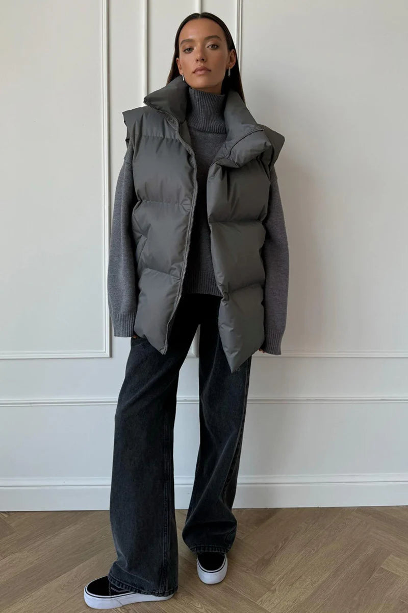 Klasyczna, warstwowa kamizelka puchowa damska