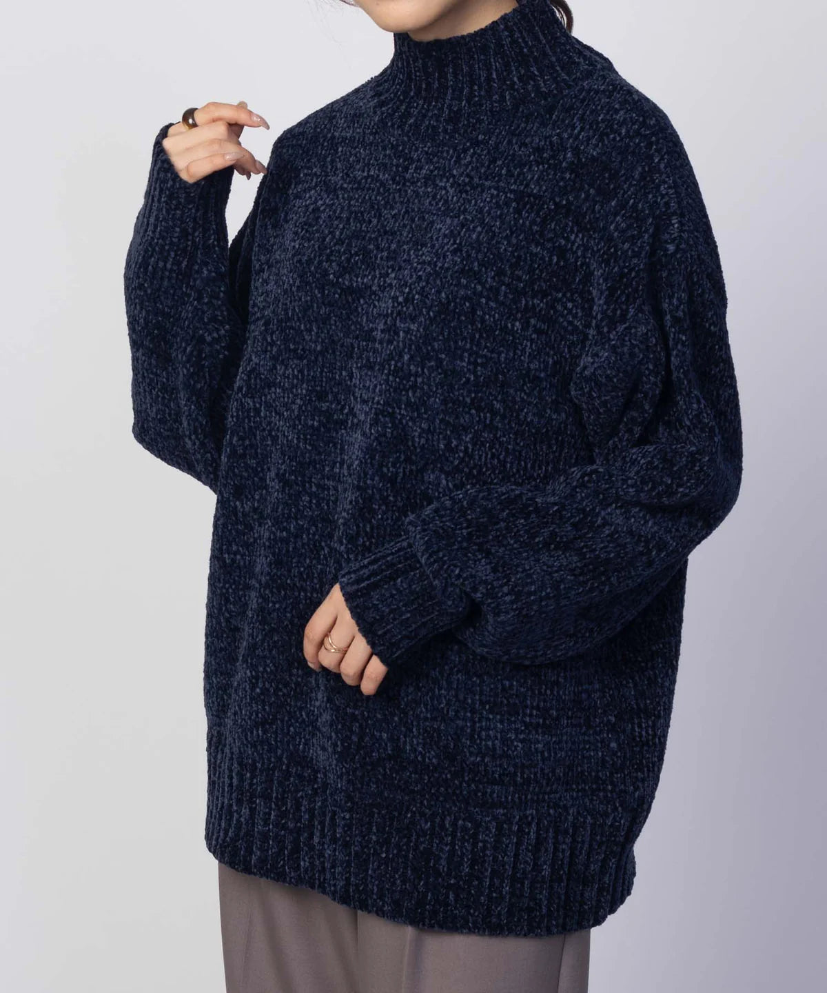 Solene Luxe – Gruby sweter z wysokim kołnierzem w stylu Korean Lazy