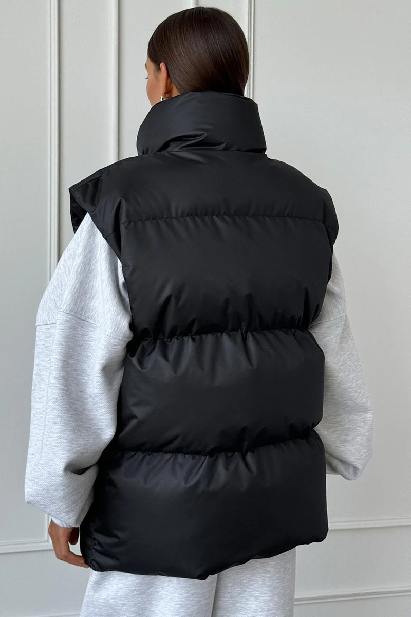 Klasyczna, warstwowa kamizelka puchowa damska