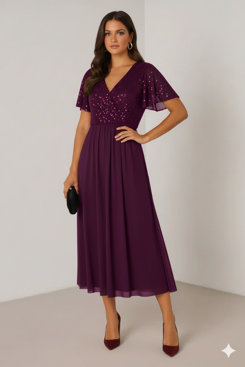 Aurena – Elegancka sukienka wieczorowa z błyszczącą górą i zwiewnym tiulowym dołem